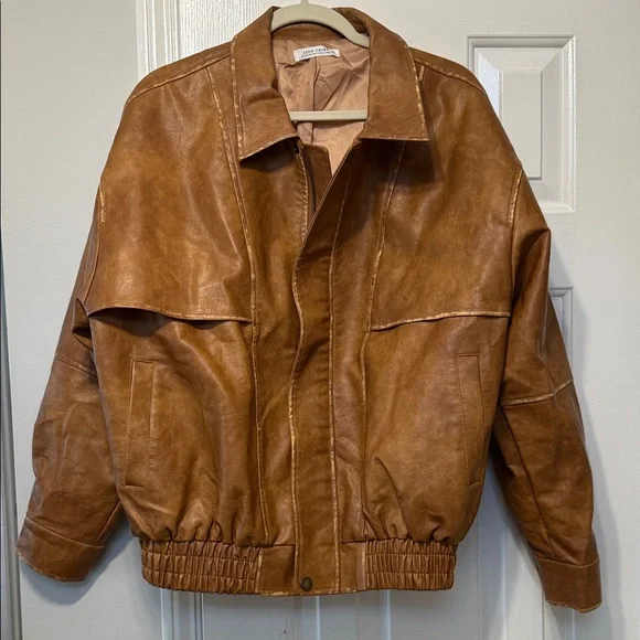Women’s 12th tribe Brown vegan Leather Jacket - Picture 1 of 9